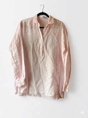 J. McLaughlin Light Pink 100% Linen Pullover Tunic Shirt - Size Small